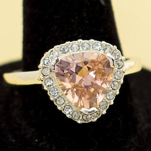 Vintage Silver Tone Gemstone Ring Size 10 by Avon i15