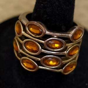 Size 7, Vintage Round Oval Beads Silver Tone Ring - I31