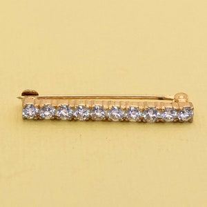 Vintage Farblose Strass Steine Gold Ton Stick Brosche i27