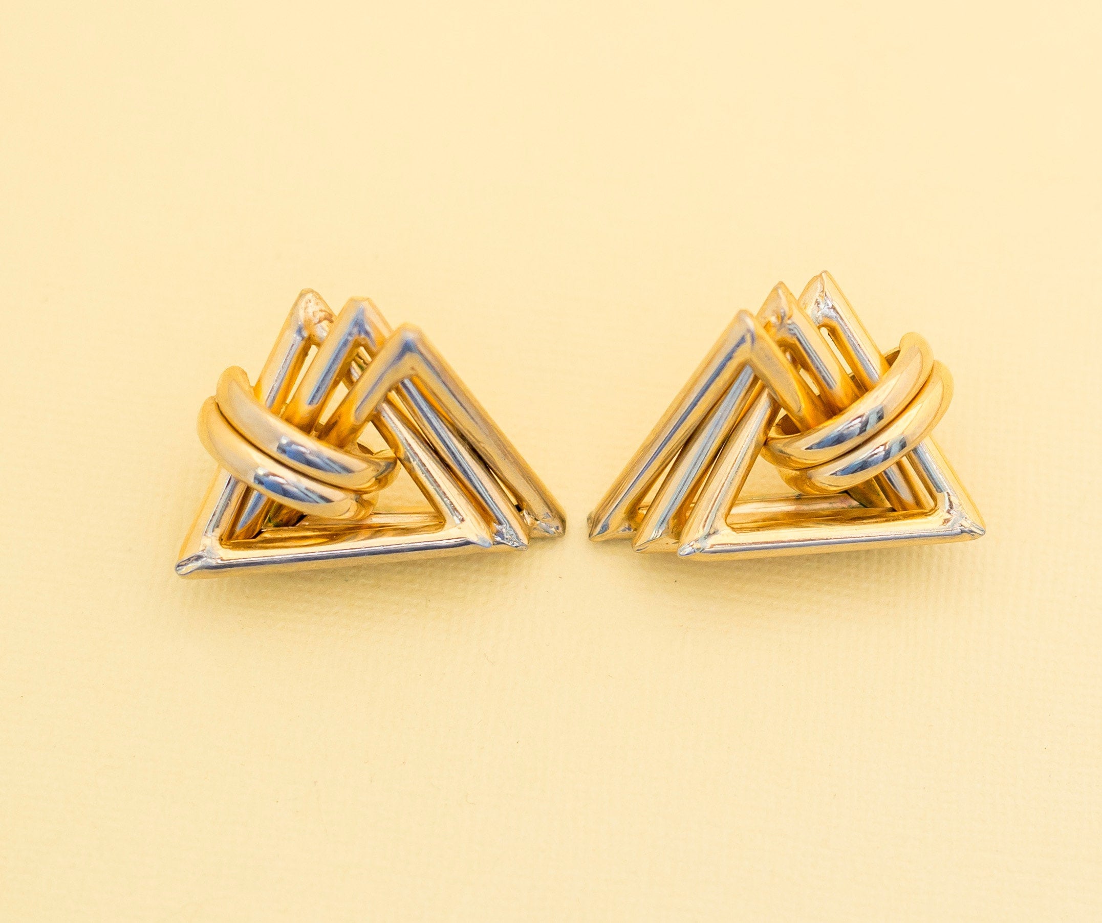 Numbering♥ #3191 Triangle Earrings with Stone Chain CZ Triangle Spike Ear Jackets | Melrose Collection Earrings