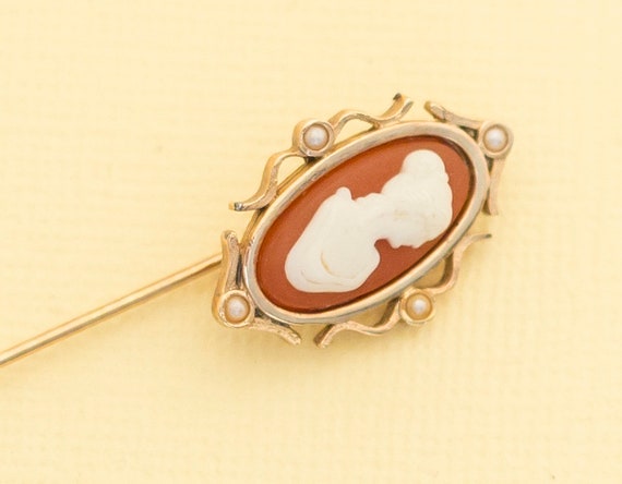 Vintage Gold Tone Cameo Stickpin by Avon i8 - image 2