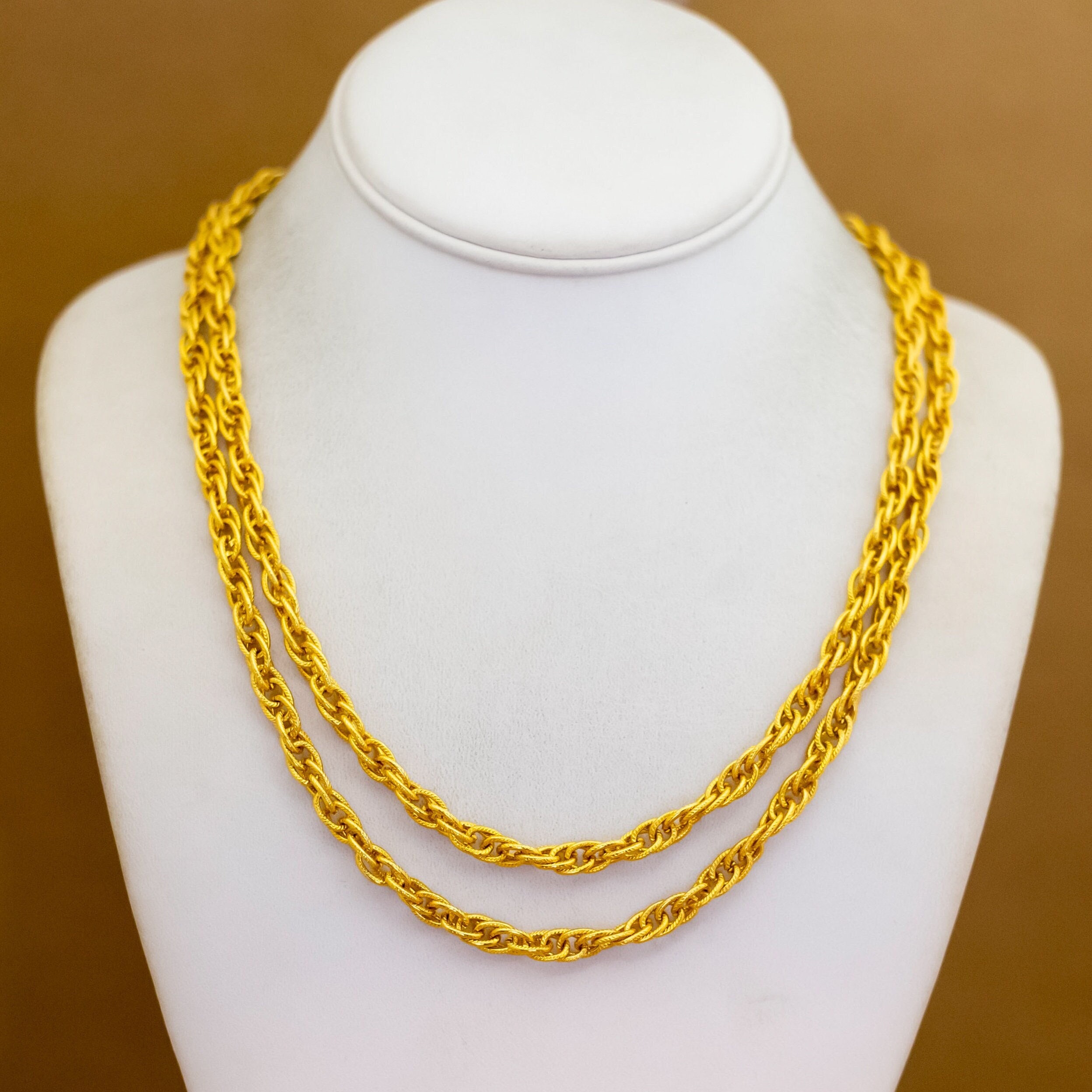 アクセサリー vintage double rope design necklace Vintage Italian 18k Two Tone Gold Rope Chain | 22
