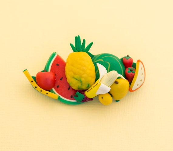 Vintage Plastic Fruit Brooch i4 - image 1