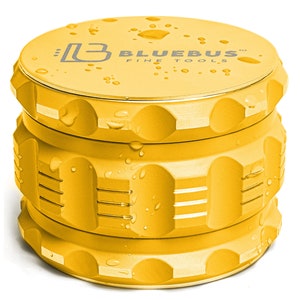 GAC Yellow Grinder Ceramic Premium Non-Stick 4 Piece, Large 2.5&quot; Spice & Herb Grinder, Herb Crusher by BlueBus Fine Tools