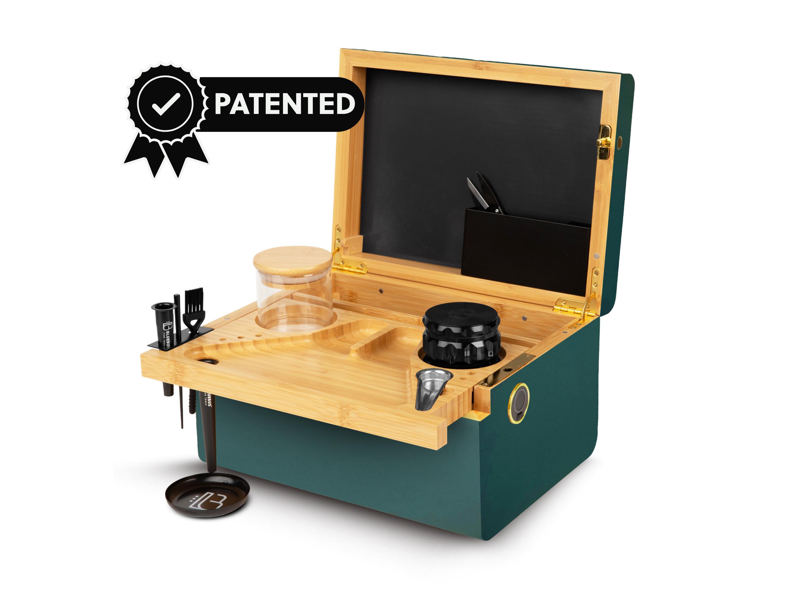 Bamboo Stash Box: Fingerprint Lock, Sliding Rolling Tray