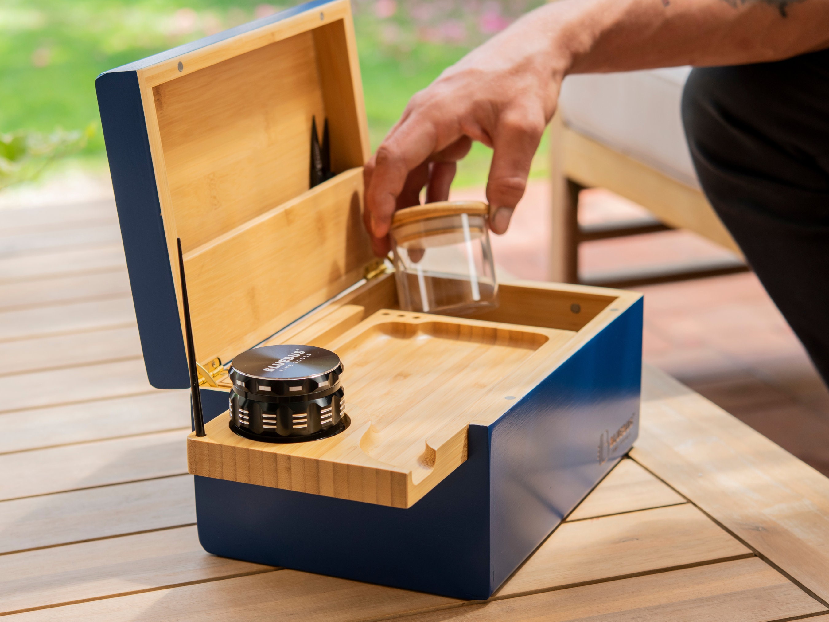GREEN CROSS Rolling Tray Stash Box Lock Box With Key Wooden Box