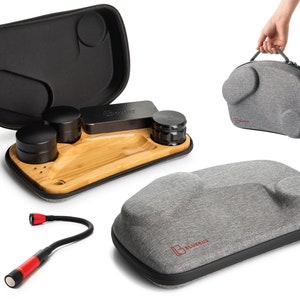 Bamboo Rolling Tray Set: Stash Canister, Grinder & Smell-Proof Case