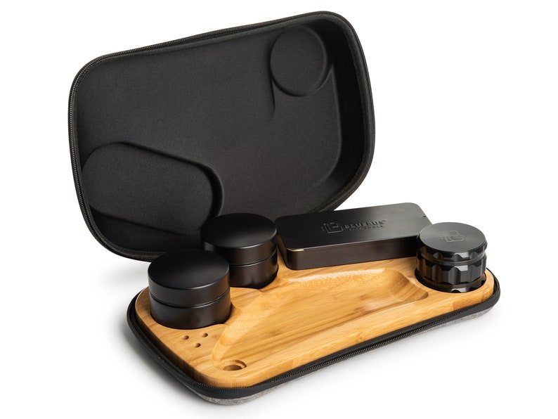 Wooden Rolling Tray - 3 In 1 Folding Design Set With Magnetic Lid - Big