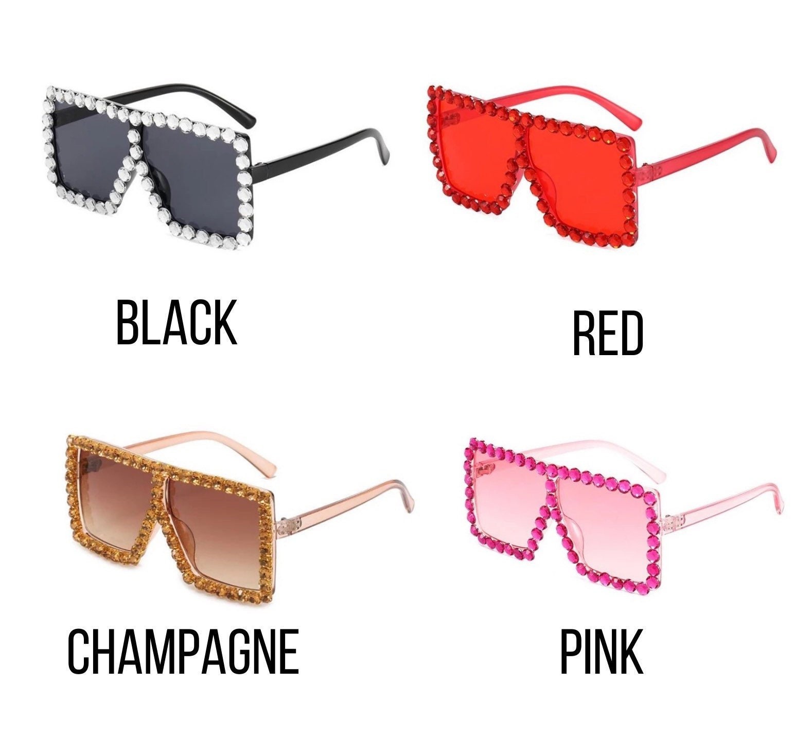 Rhinestone Square Vintage Sunglasses for Kids | Diamond Sunglasses for Girls | Large Face Sunglasses for Toddlers| Miami Frames