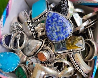 Mystery Rings, Gemstone Rings, Bulk Ring Lot, Wholesale Rings Lot, Chunky Rings, Statement Rings, Vintage Look Rings, Sold by piece