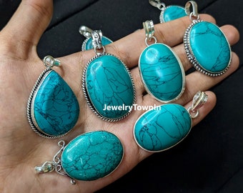 Turquoise Gemstone Pendant, Wholesale Pendant Lot, Bulk Jewelry, Statement Pendant, Bulk Christmas gifts, Women's Gift Pendant