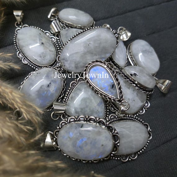 50 Pcs Natural Moonstone Gemstone Pendants Wholesale Pendants