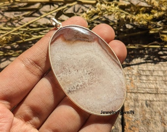 Ciondolo in pietra preziosa di agata naturale, ciondolo placcato in argento sterling 925, ciondolo per collana, ciondolo a castone per lei, ciondolo da donna fatto a mano, regali