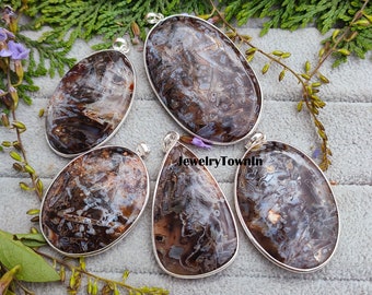 Natural Turkish Stick Agate Wholesale Pendant Lot, Agate Bezel Pendant, 925 Silver Plated Gemstone Jewelry, Statement Pendant, Gift For Him