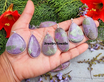 Lot en gros !! Pendentif en stichtite, pendentif lunette fait main en stichtite de qualité AAA+, bijoux en plaqué argent 925, bijoux violets, cadeaux hippie