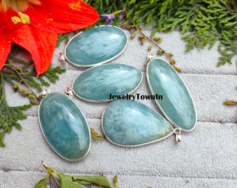 Natural Aquamarine Gemstone Pendant Lot, Bezel Pendant Lot, March Birthstone Jewelry, Wholesale Pendants Lot, Pendant For Necklace, Gift