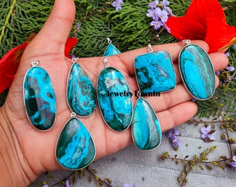 Natural Azurite Malachite Pendants, Gemstone Bezel Pendant Lot, Wholesale Lot, Azurite Gemstone Jewelry, Mix Shape & Size, Mothers Day Gift