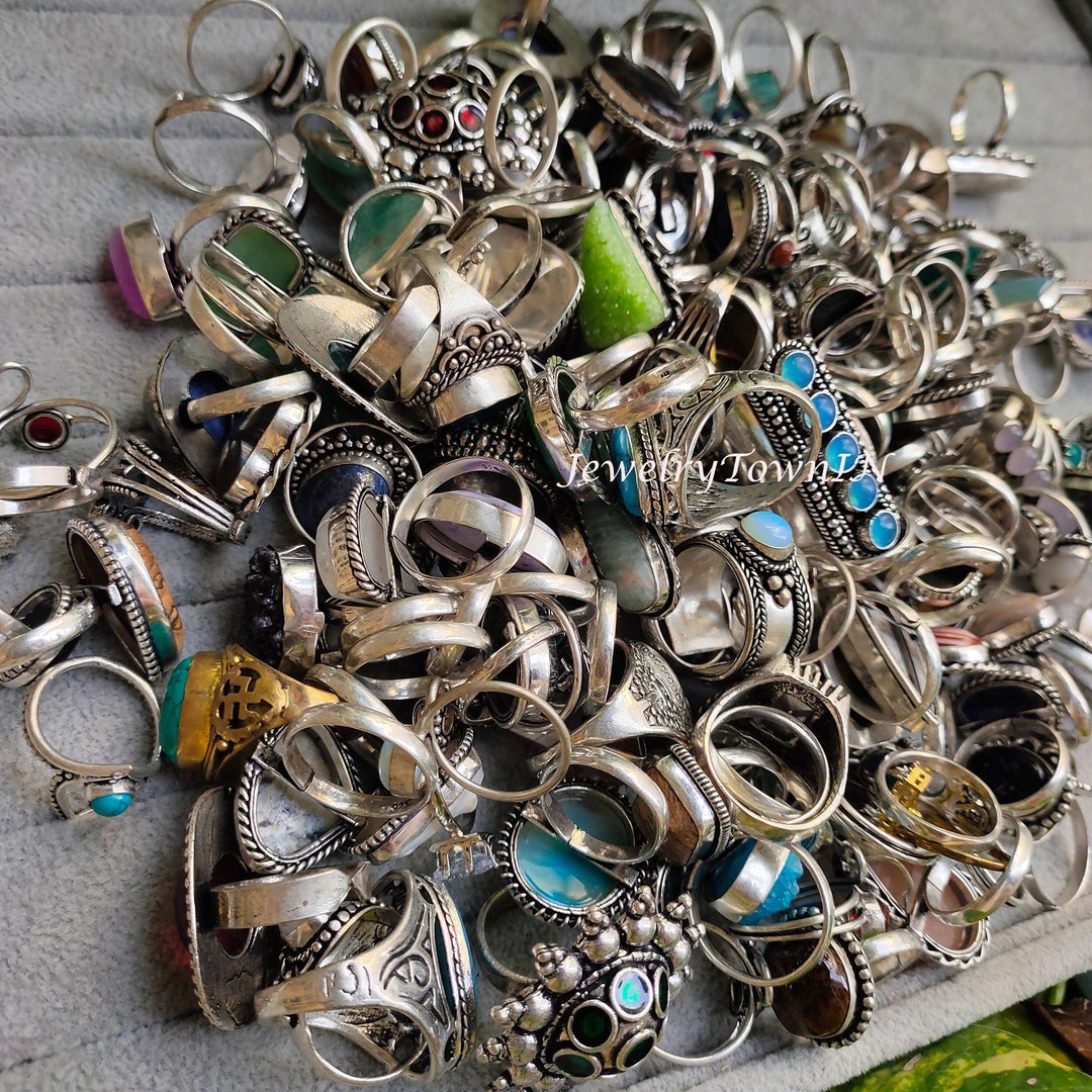アクセサリー Vintage Silver Mulch Jem Stone Ring 925 925 Sterling Silver Natural Multi Stone Handmade Silver Ring