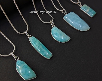 Natural amazonite gemstone pendant lot, wholesale bezel pendant necklace for women, bridesmaid gifts, birthday gifts for her, green gemstone