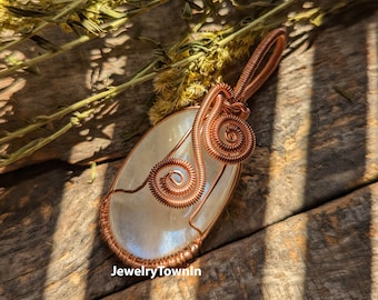 Natural Rainbow Moonstone Pendant, Blue Fire Play Moonstone Doublet Pendant, Wire Wrapped Pendant, Mother's Day Gift, Moonstone Jewelry