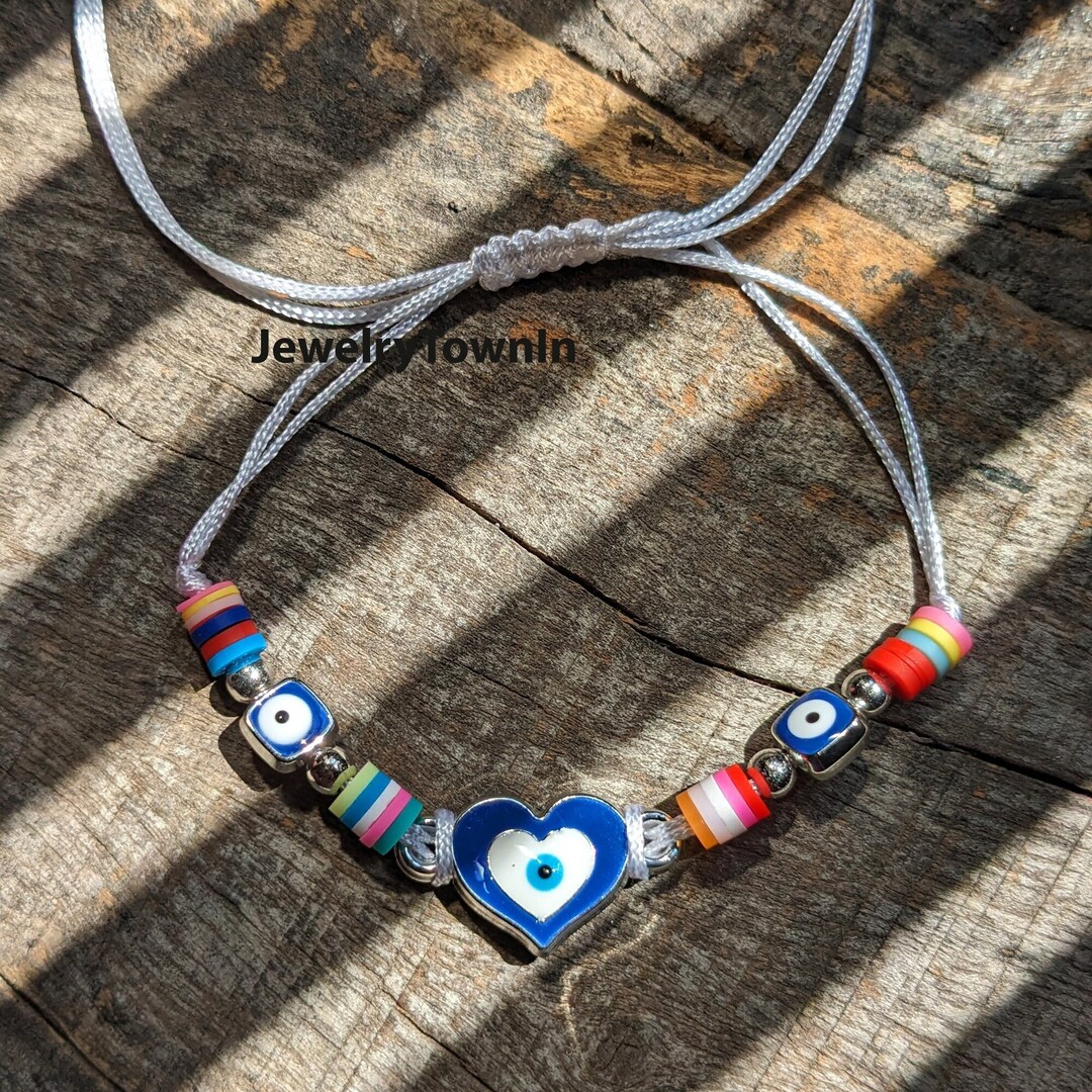 Evil Eye Bracelet White String Evil Eye Bracelet Handmade Etsy