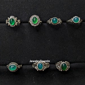 Natural Green Onyx Gemstone Ring Lot, 925 Sterling Silver Plated Rings, Bulk Lot, Wholesale Jewelry, Minimalist Ring, Ring For Women, Gifts