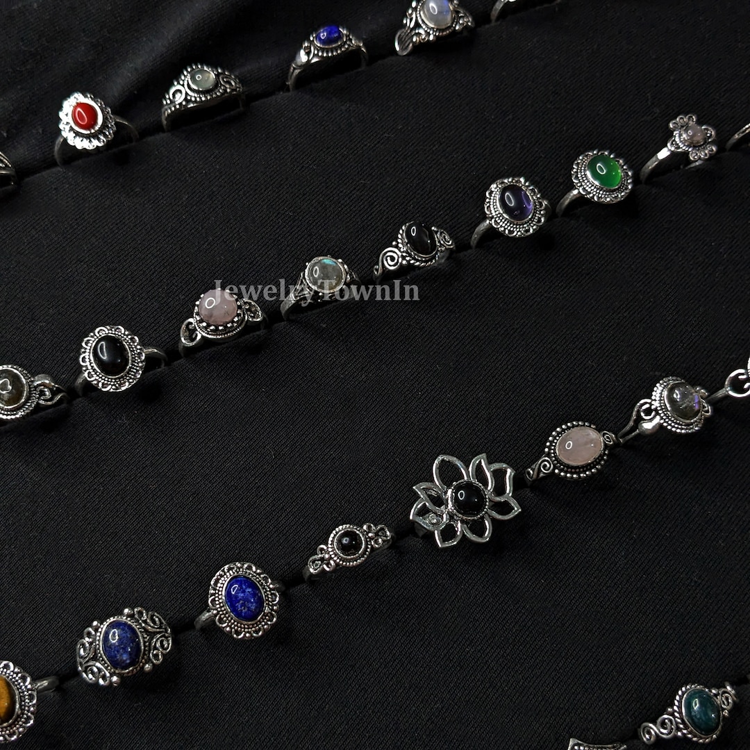 Assorted Gemstone Rings, Womens Bulk Ring Lot, Minimalist Rings, Funky Rings, Statement Rings