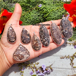 Natural Turritella Agate Gemstone Pendant, Bulk Lot, Handmade Boho Style Jewelry, Snail Pendant, Fossil Stone Pendant, Wholesale Pendant