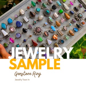Natural Gemstone Ring Sample: 925 Silver Plated Statement Ring