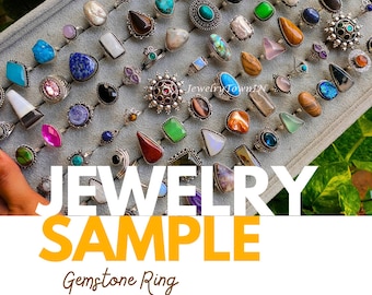 Natural Gemstone Ring Sample: 925 Silver Plated Statement Ring