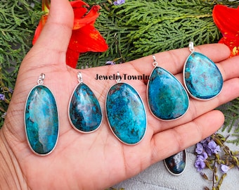 75% OFF! Natural Blue Apatite Gemstone Bezel Pendants, Apatite Stone Necklace Pendants Lot, Mix Shapes & Size, Women Gift Pendants, Jewelry