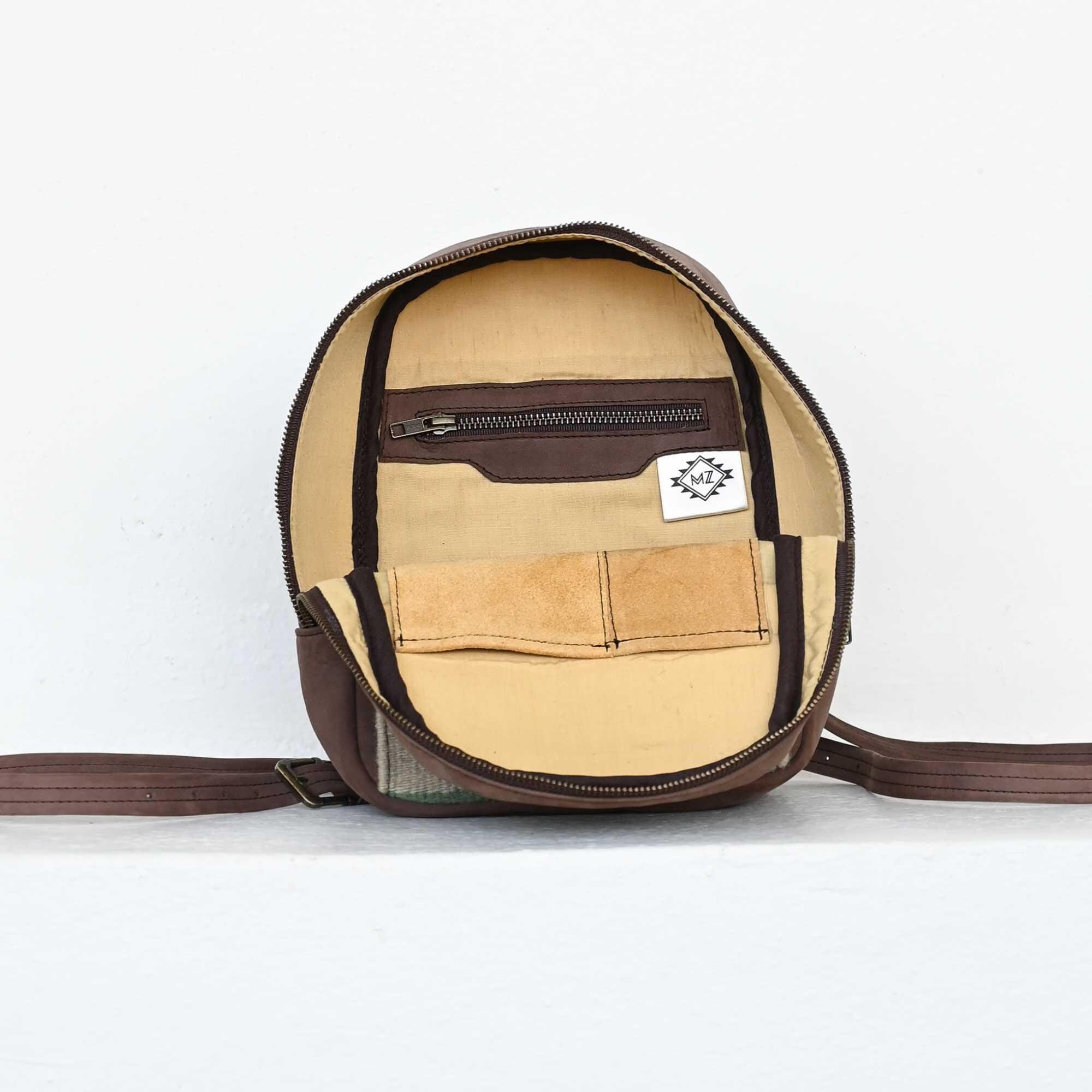 Oaxacan Native Artesanal Handmade Leather Backpack Bag Leather Backpack — FORTUNA CHOCOLATE organic, ancestral  main image 2