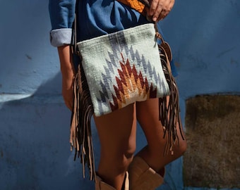 Leather Fringe Crossbody Purse, Western Fringe Handbag