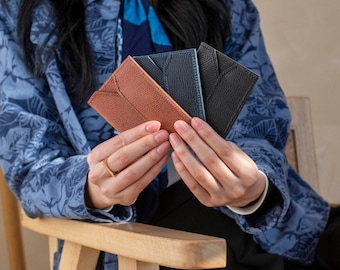 Origami Leather Card Holder: Japanese Veg-Tanned Mini Wallet