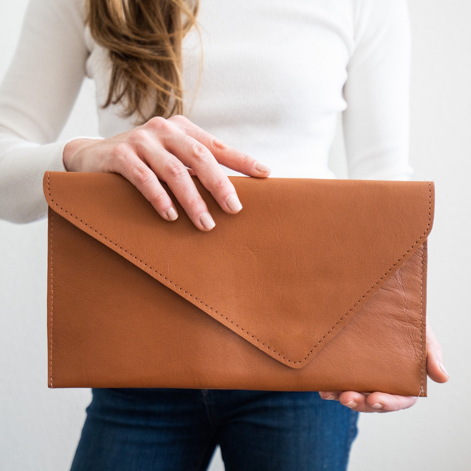 Envelope leather clutch hotsell