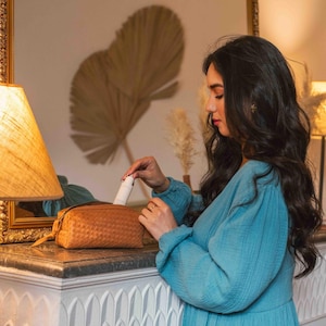 Woven Leather Makeup Bag