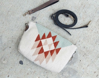 Handwoven Zapotec Clutch Bag, Convertible Wristlet Crossbody, Artisan Wool Purse