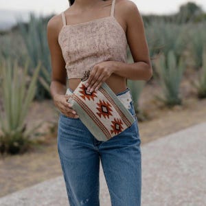 Handwoven Zapotec Wool Pouch, Sage Green Makeup Bag, Artisan Gift for Her