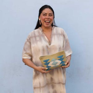 Zapotec Butterfly Makeup Bag, Spring Wool Pouch, Artisan Cosmetic Bag Gift Her
