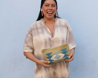 Zapotec Butterfly Makeup Bag, Spring Wool Pouch, Artisan Cosmetic Bag Gift Her