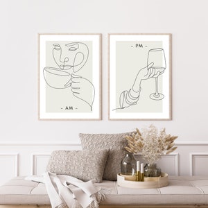 Poster &quot;Coffee & Wine&quot; set of 2