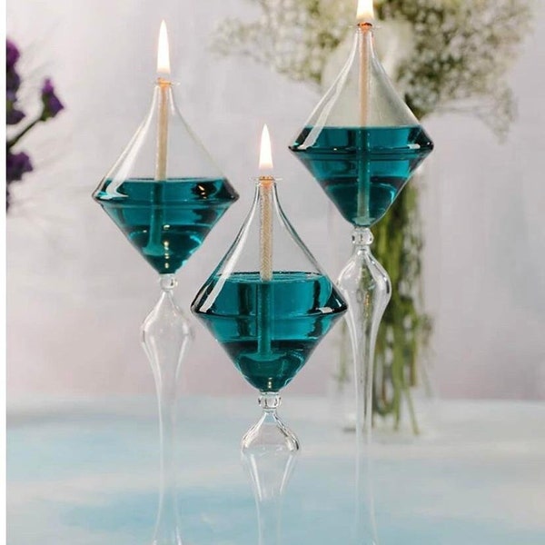 Glass Candle Lamp Etsy