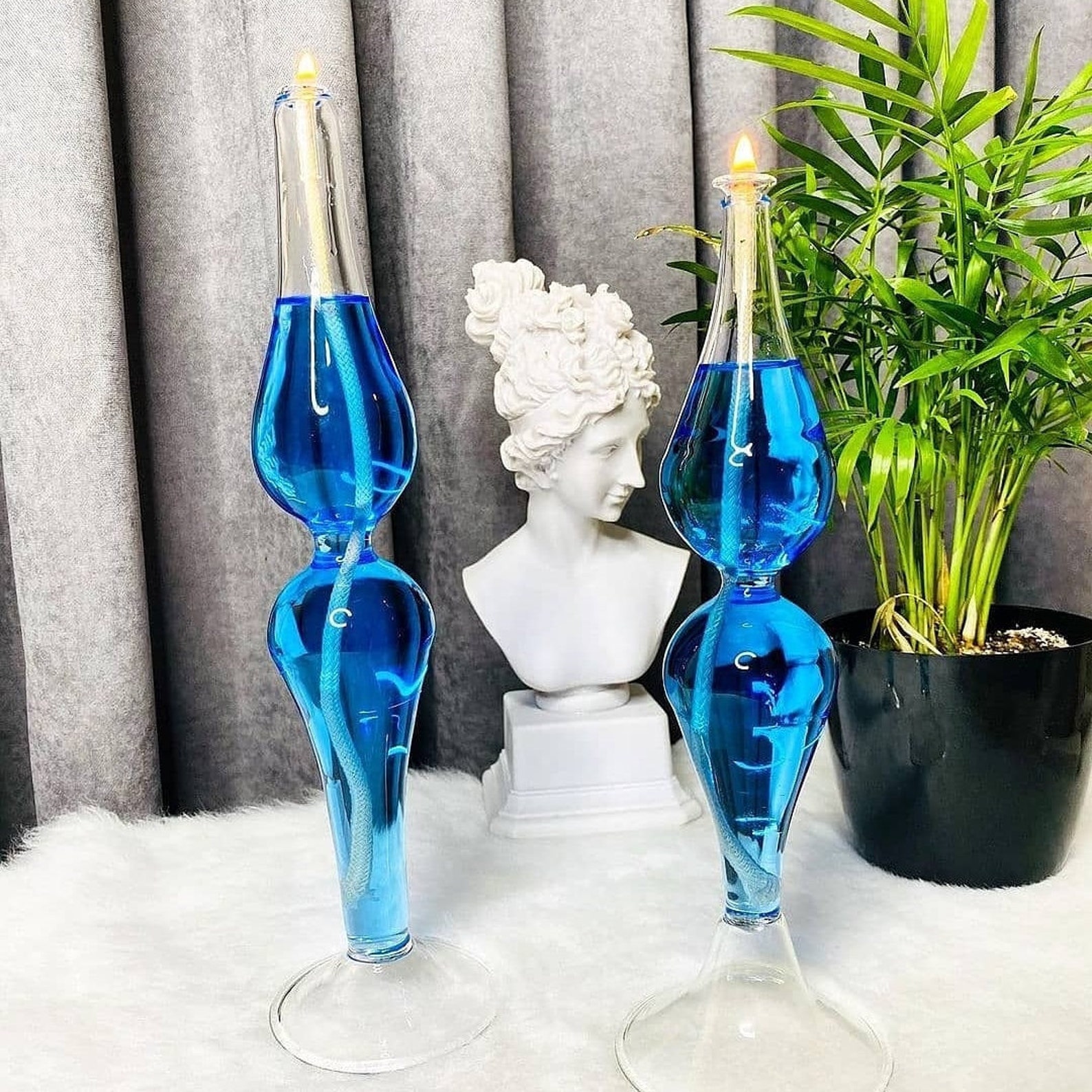 Teardrop Decor Oil Candle Lamp Blown Glass Candle Lamp Etsy