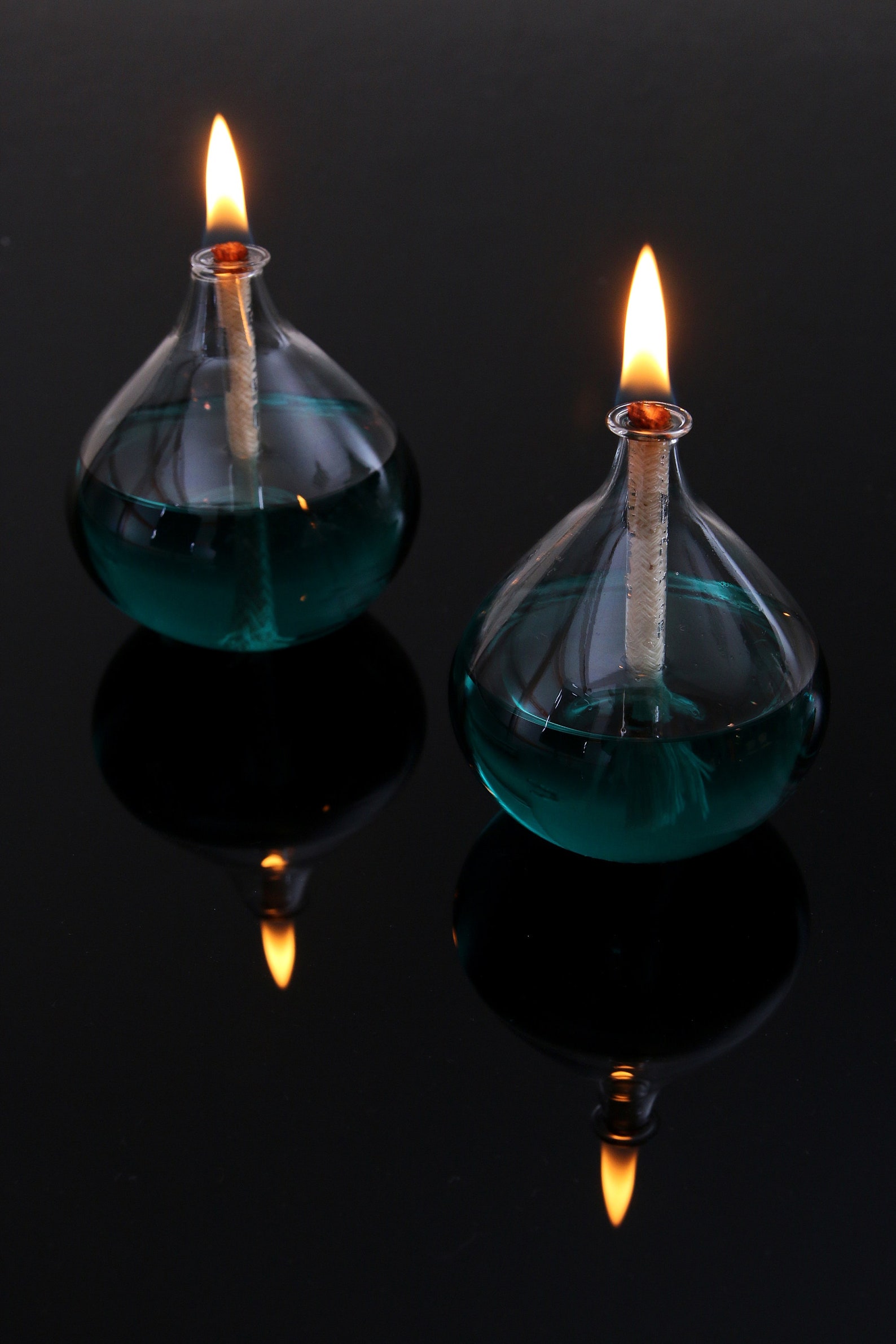 Drop Decor Oil Candle Lamp , Blown Glass Candle Lamp , Transparent