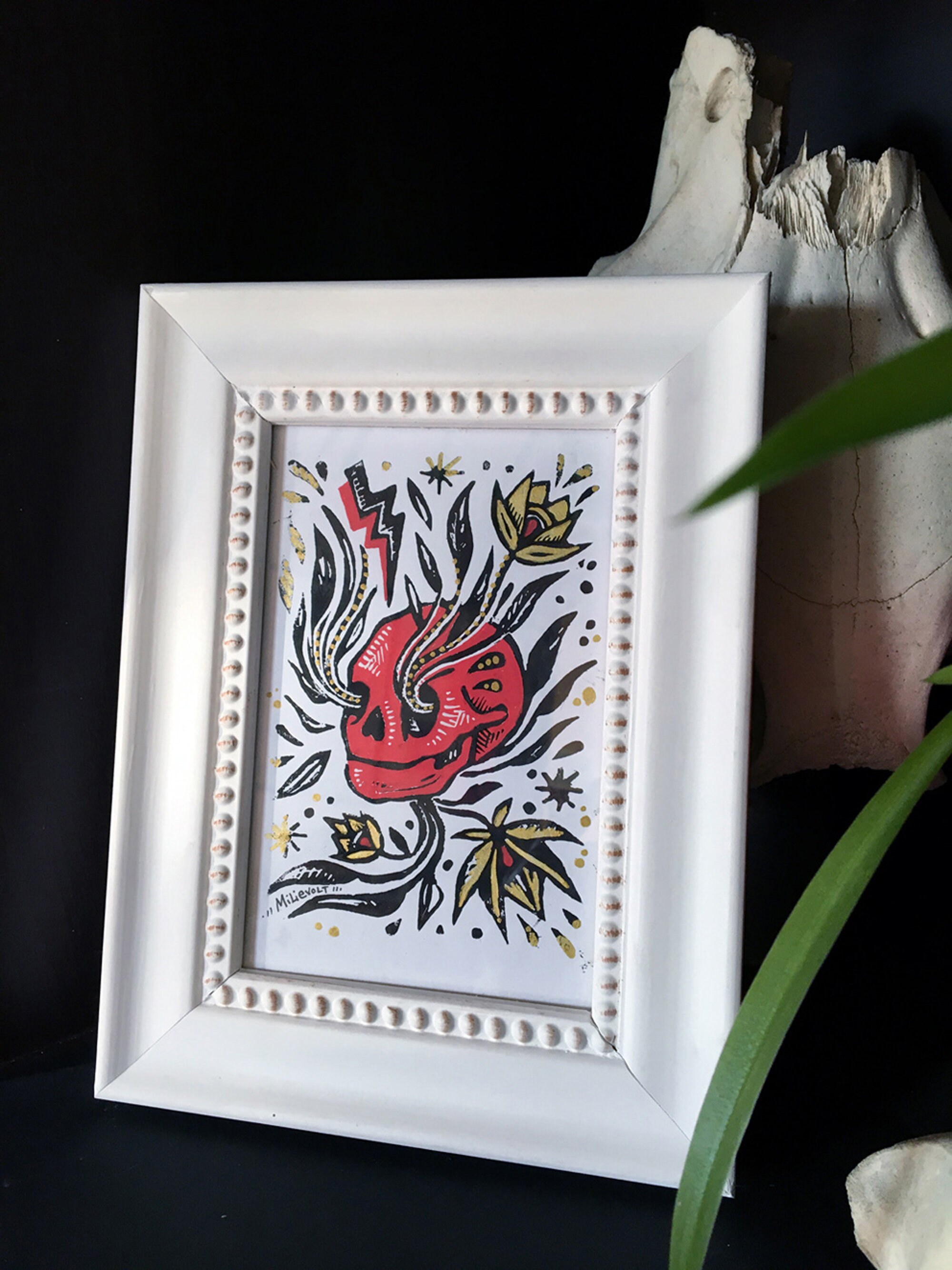 Linogravure Skull 05