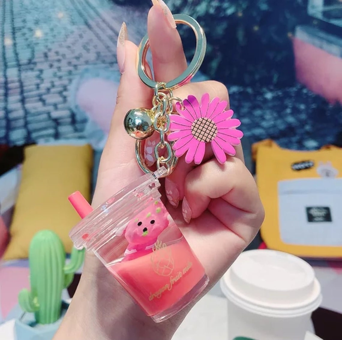 Milk Liquid Keychain Dairy Key Charm Drink Design Lactose Etsy