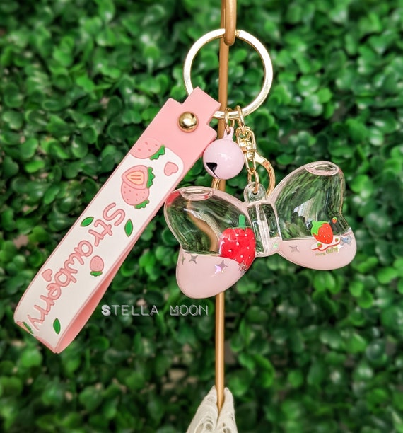 Flower Shape Glitter Keychain Fashion Moving Liquid key holder