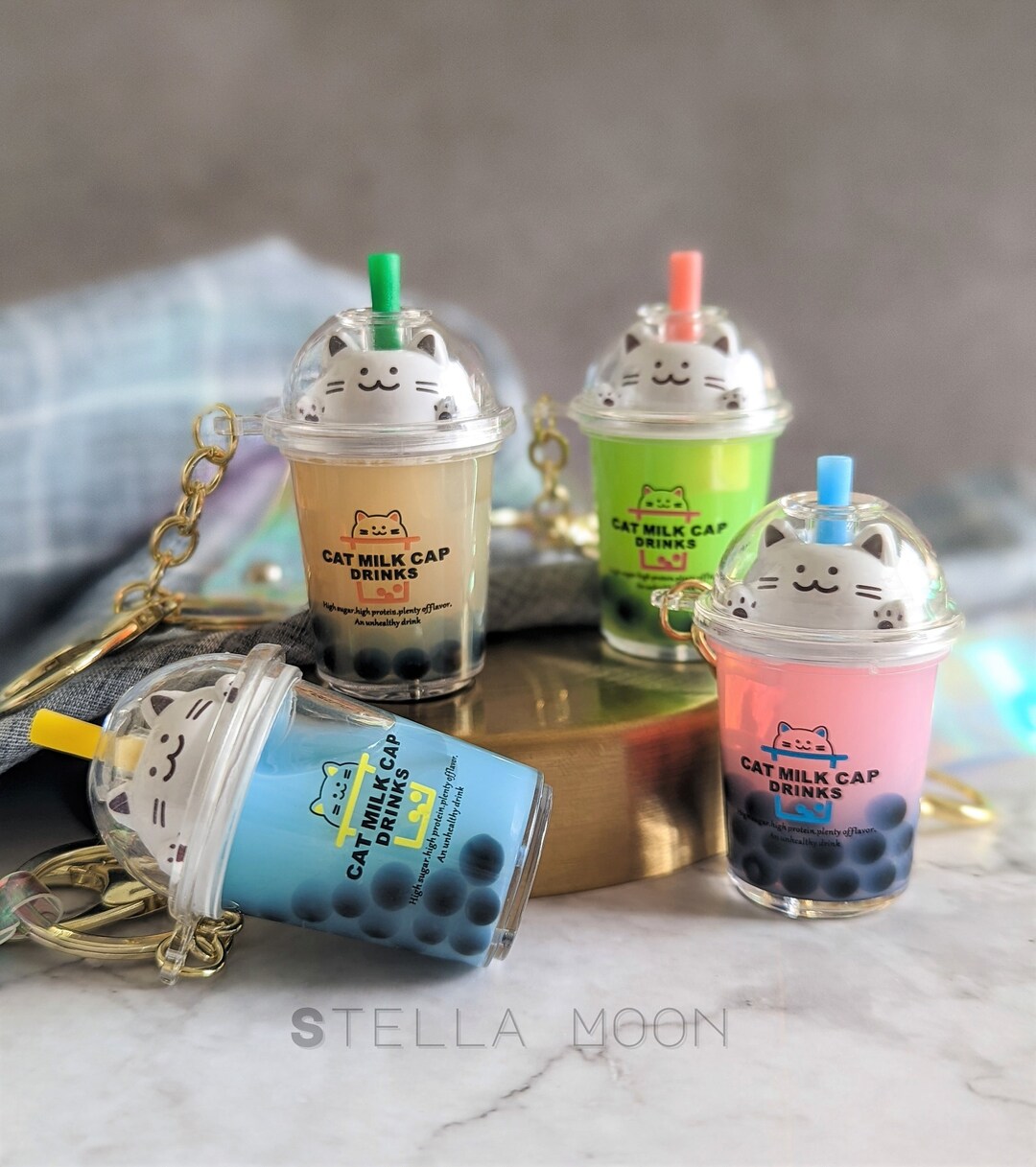 Milk Tea DIY Keychain Acrylic Pendant Car Keychain Backpack Keyring Couple  