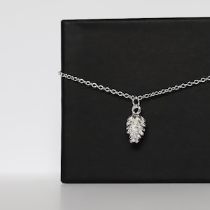 Silver pine cone necklace Valentines day gift for her silver jewelry Halskette Schmuck