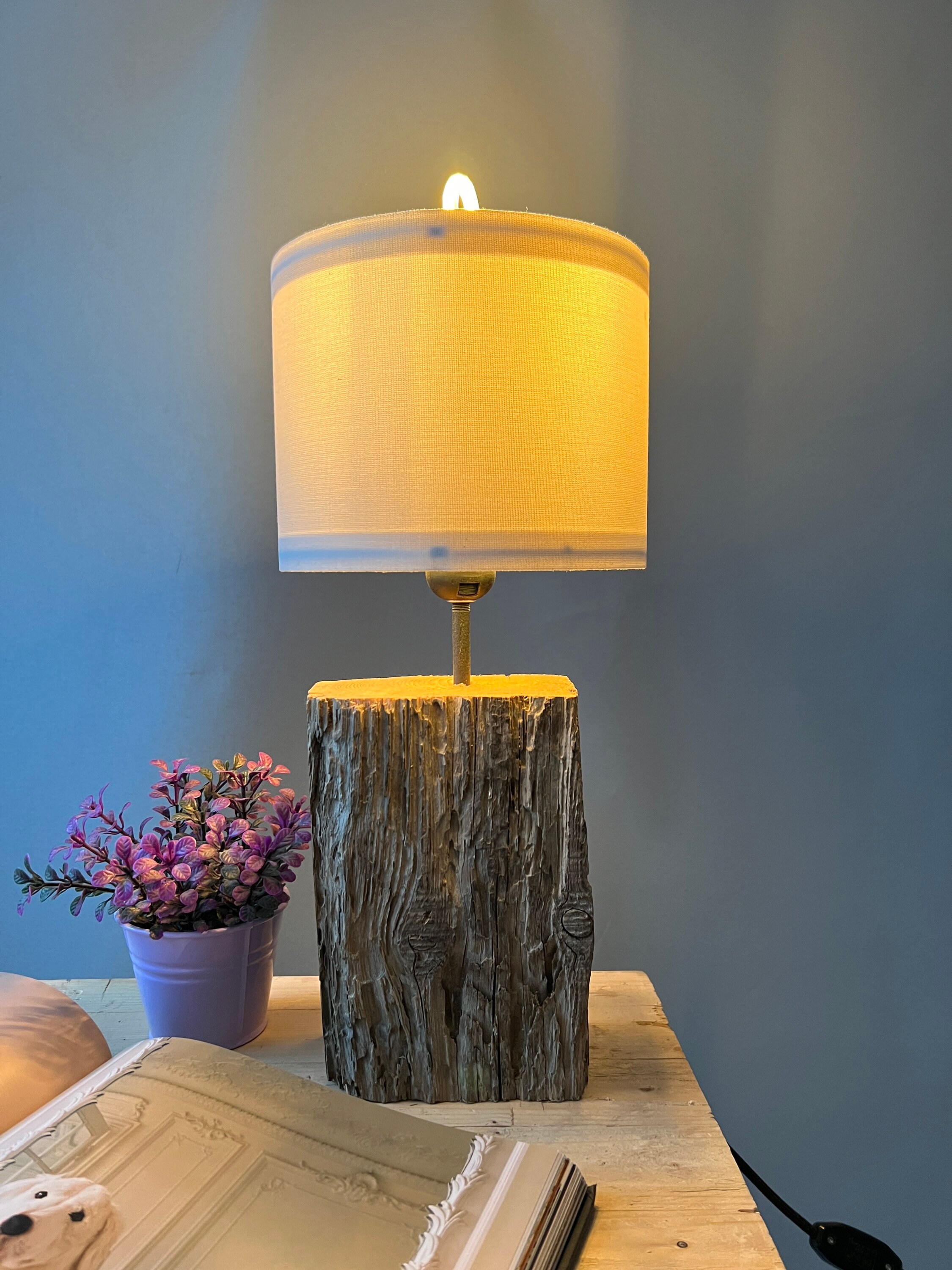 Night Light Aged Wood Desk Lamp Driftwood Home Decor Best - Etsy